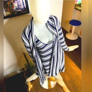 Adolfo Dominguez Blue & White Striped Dress & Matching Long Sleeved Top